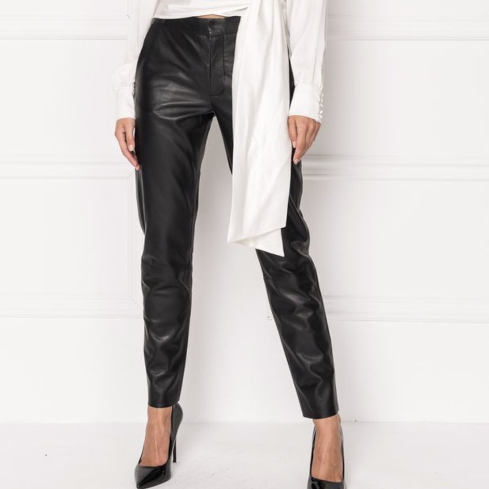 NWT Lamarque leather trouser pants black